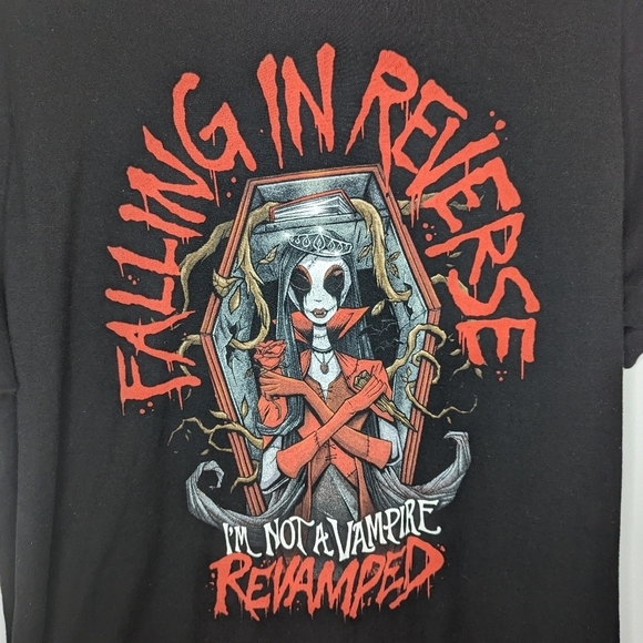 Rock me Apparel falling in reverse I'm not a vampire revamped mens Tshirt size L - Picture 2 of 3